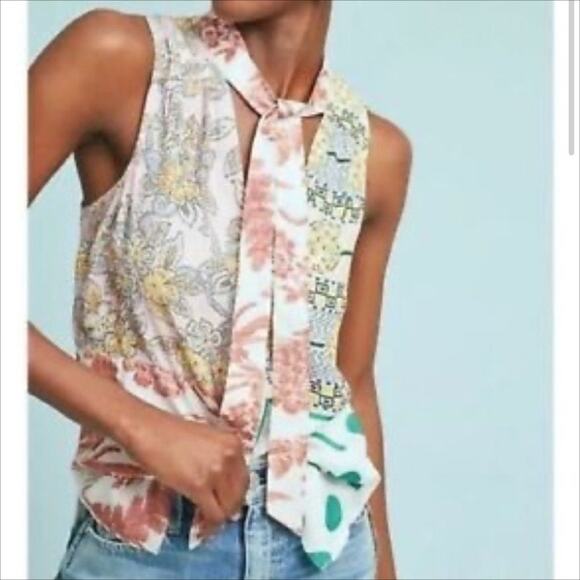 Anthropologie Moulinette Soeurs Venezia Patchwork Print Top Blouse Size XS - Picture 7 of 7